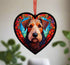 Airedale Terrier Stained Glass Effect Heart Suncatcher